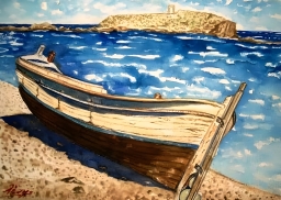Στη Νάξο, Υδατογραφία 25x28 cm